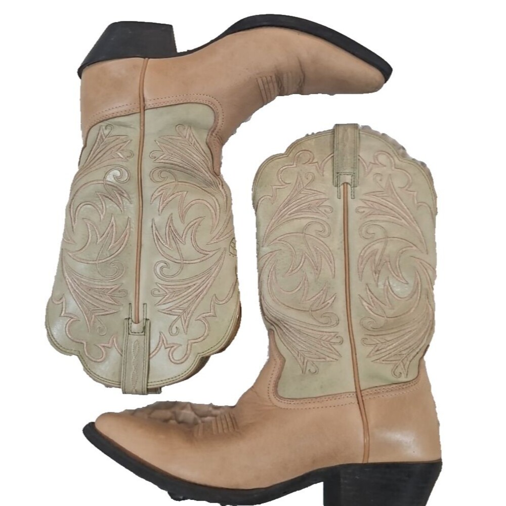 Ariat Women's Green & Brown Cowboy Boots size 7.5 B Cowgirl